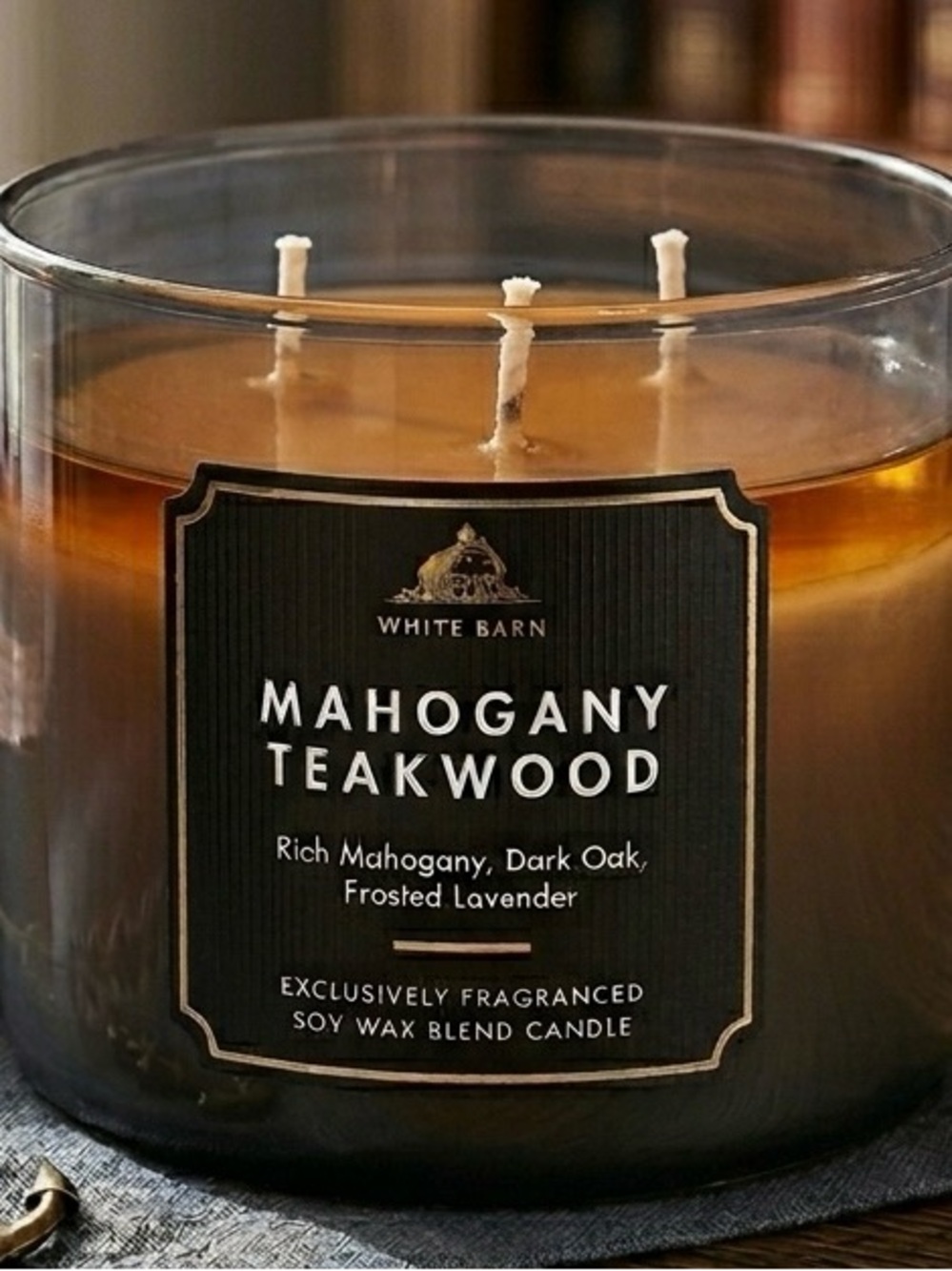 Bath & Body Works Mahogany Teakwood Three-Wick Candle - Amber